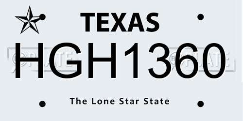 HGH1360 Texas License Plate