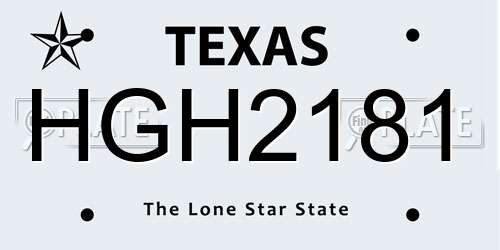 HGH2181 Texas License Plate