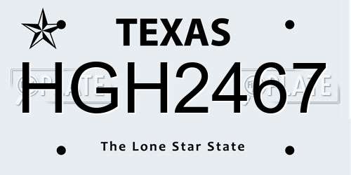 HGH2467 Texas License Plate