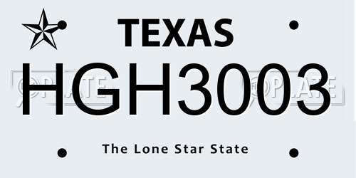 HGH3003 Texas License Plate