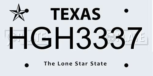 HGH3337 Texas License Plate