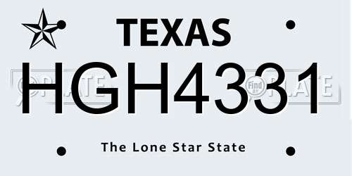 HGH4331 Texas License Plate