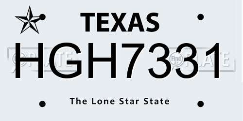 HGH7331 Texas License Plate