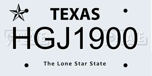 HGJ1900 Texas License Plate