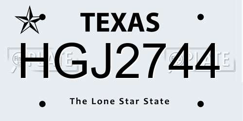 HGJ2744 Texas License Plate