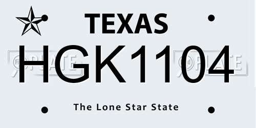 HGK1104 Texas License Plate
