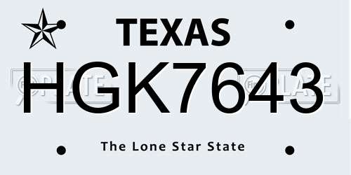 HGK7643 Texas License Plate