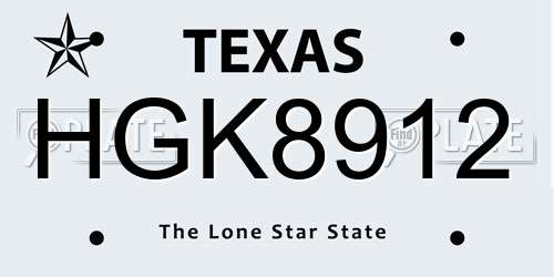 HGK8912 Texas License Plate