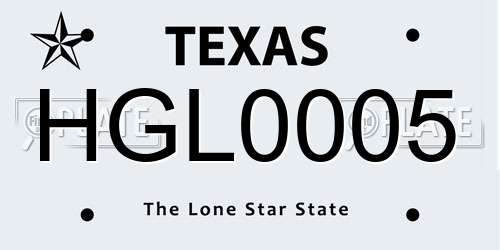 HGL0005 Texas License Plate