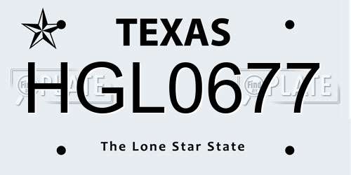 HGL0677 Texas License Plate