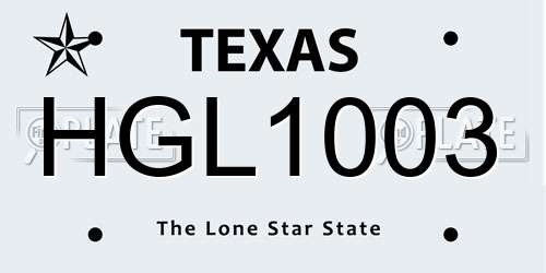 HGL1003 Texas License Plate