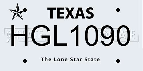 HGL1090 Texas License Plate