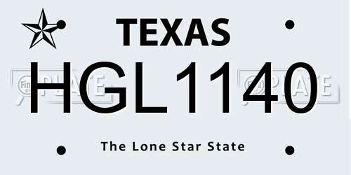 HGL1140 Texas License Plate