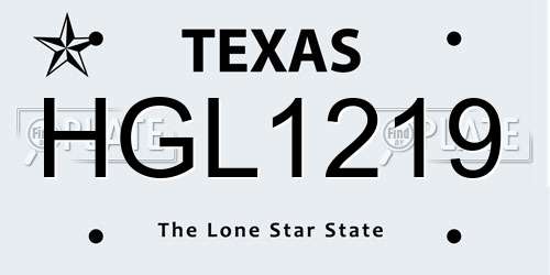 HGL1219 Texas License Plate