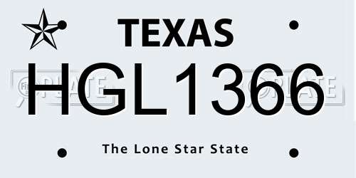 HGL1366 Texas License Plate