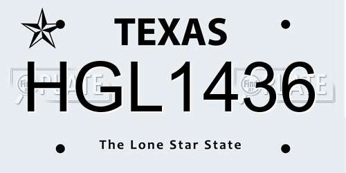 HGL1436 Texas License Plate