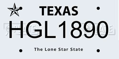 HGL1890 Texas License Plate