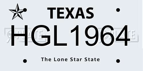 HGL1964 Texas License Plate