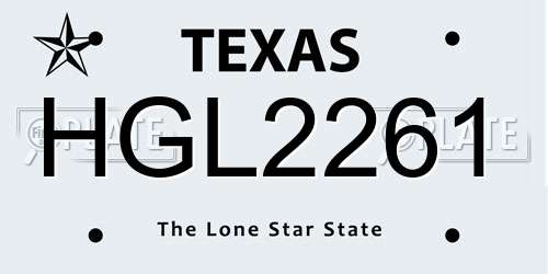 HGL2261 Texas License Plate