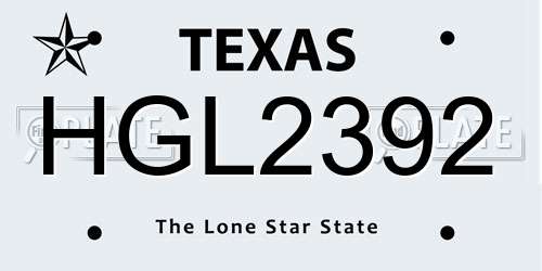 HGL2392 Texas License Plate