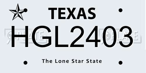 HGL2403 Texas License Plate
