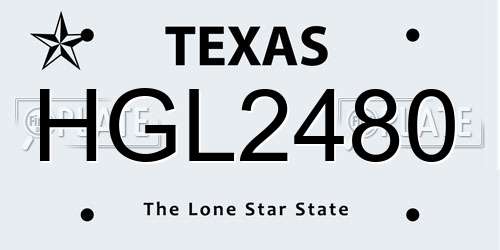 HGL2480 Texas License Plate