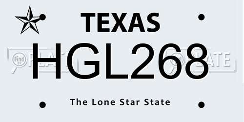 HGL268 Texas License Plate