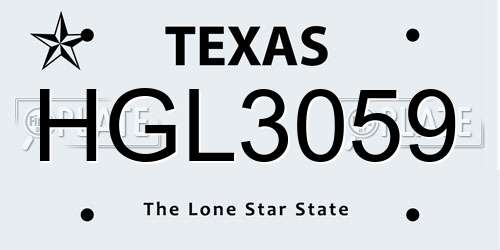 HGL3059 Texas License Plate