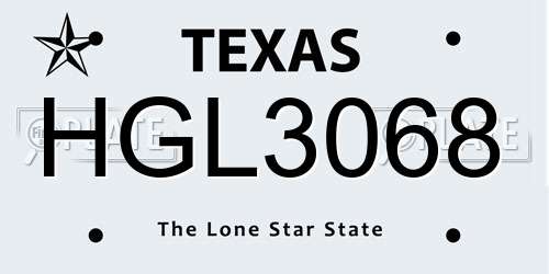 HGL3068 Texas License Plate