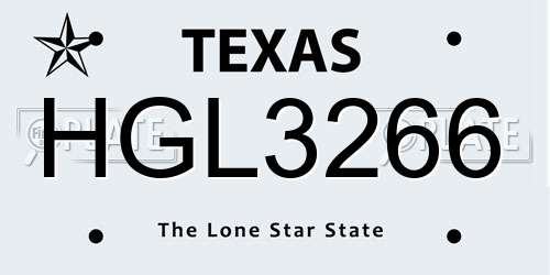 HGL3266 Texas License Plate