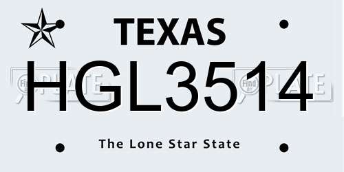 HGL3514 Texas License Plate