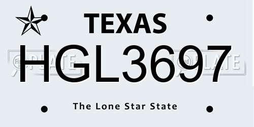 HGL3697 Texas License Plate