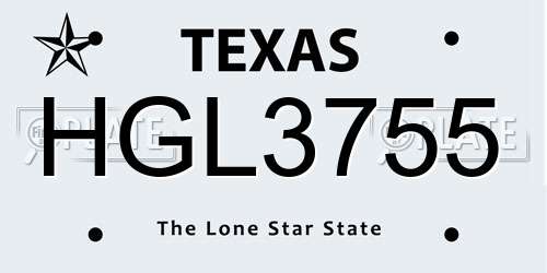 HGL3755 Texas License Plate