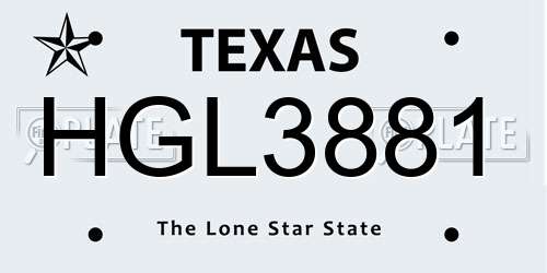 HGL3881 Texas License Plate