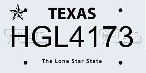 HGL4173 Texas License Plate
