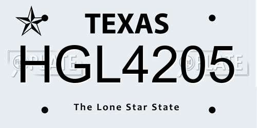 HGL4205 Texas License Plate