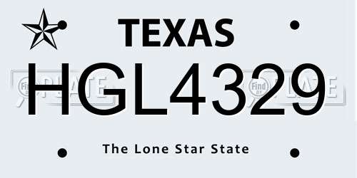 HGL4329 Texas License Plate