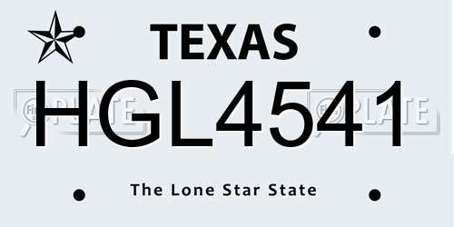 HGL4541 Texas License Plate