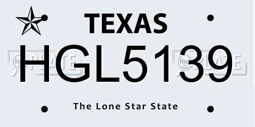 HGL5139 Texas License Plate