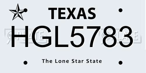 HGL5783 Texas License Plate