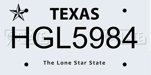 HGL5984 Texas License Plate