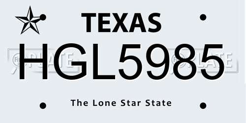 HGL5985 Texas License Plate