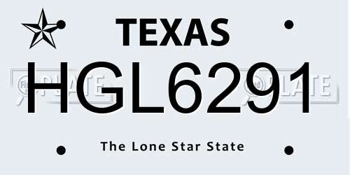HGL6291 Texas License Plate