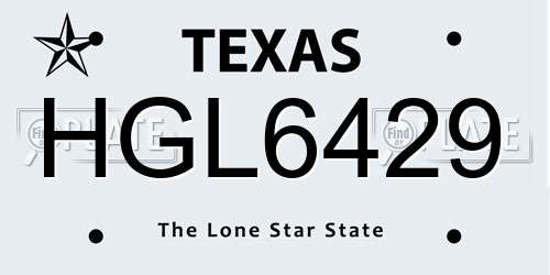 HGL6429 Texas License Plate