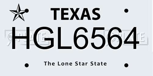 HGL6564 Texas License Plate