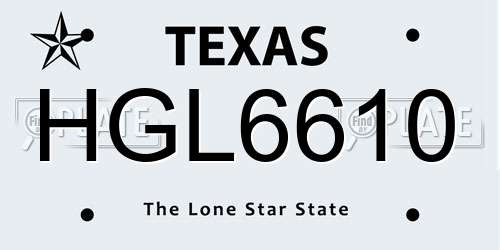 HGL6610 Texas License Plate