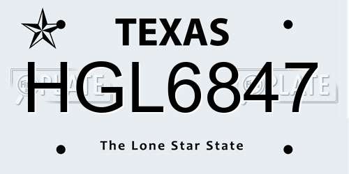 HGL6847 Texas License Plate
