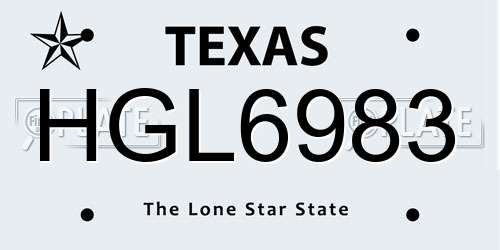 HGL6983 Texas License Plate