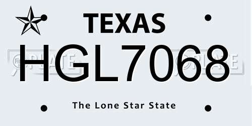 HGL7068 Texas License Plate