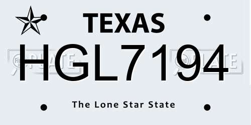 HGL7194 Texas License Plate